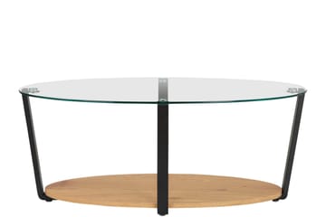 Mohaklo 110x60 cm Ovalt Soffbord med Förvaring i Glas med Metallben - Klar - Möbler - Bord