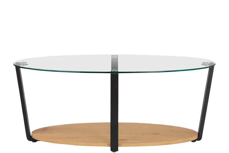 Mohaklo 110x60 cm Ovalt Soffbord med Förvaring i Glas med Metallben - Klar - Möbler - Bord