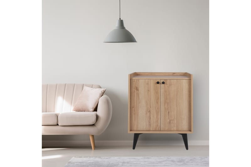 MORSHALL Sidobord 70 cm Natur/Svart - Möbler - Bord
