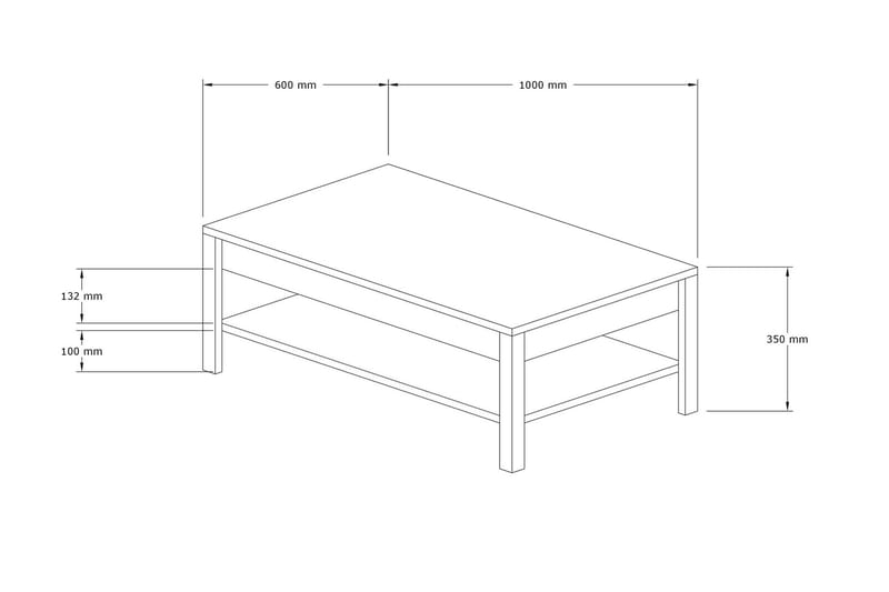 MOSOLL Soffbord 100 cm med Förvaring Hylla Natur/Blå/Vit - Soffbord - Bord