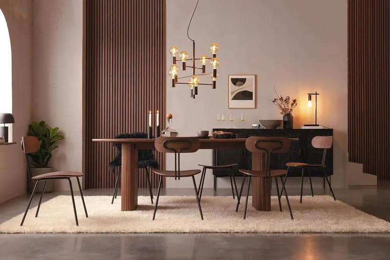 Noira Ovalt Matbord Valnöt 220 cm Ribbad - Mörkbrunt / Brunt Trä - Möbler - Bord