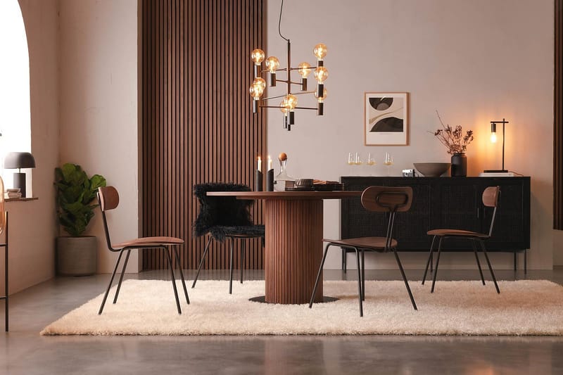 Noira Runt Litet Matbord Valnöt 120 cm - Brun / Ribbad - Möbler - Bord