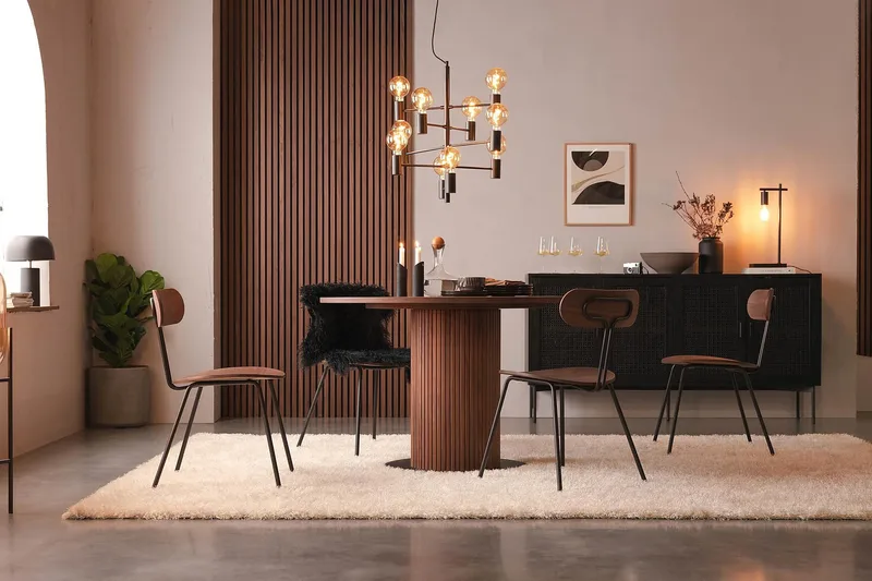 Noira Runt Litet Matbord Valnöt 120 cm - Brun / Ribbad - Möbler - Bord