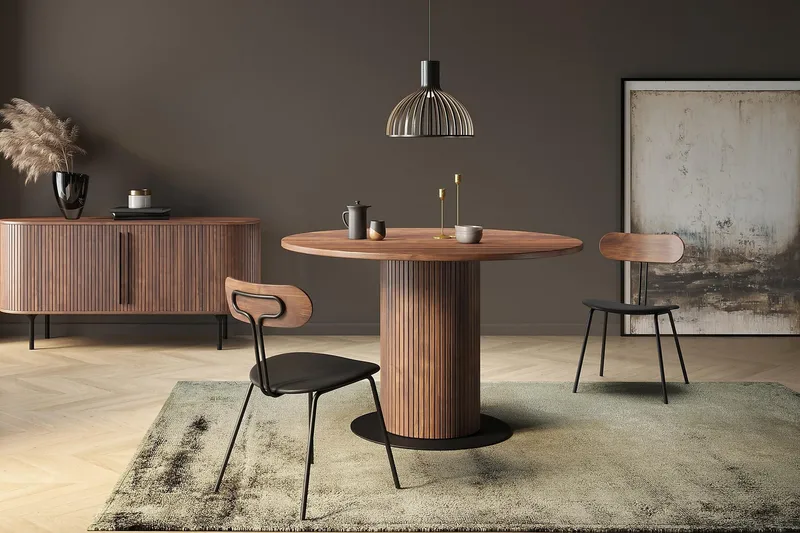 Noira Runt Litet Matbord Valnöt 120 cm - Brun / Ribbad - Möbler - Bord