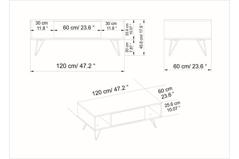 NOSTRA Soffbord 120 cm m Förvaring Hylla+Lucka Svart/Valnöts - Soffbord - Bord