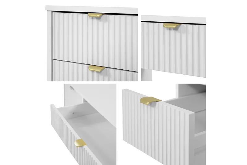 Novaj Sminkbord Med förvaring 55 cm djup 120 cm bred - Vit / Mässing Handtag - Möbler - Bord