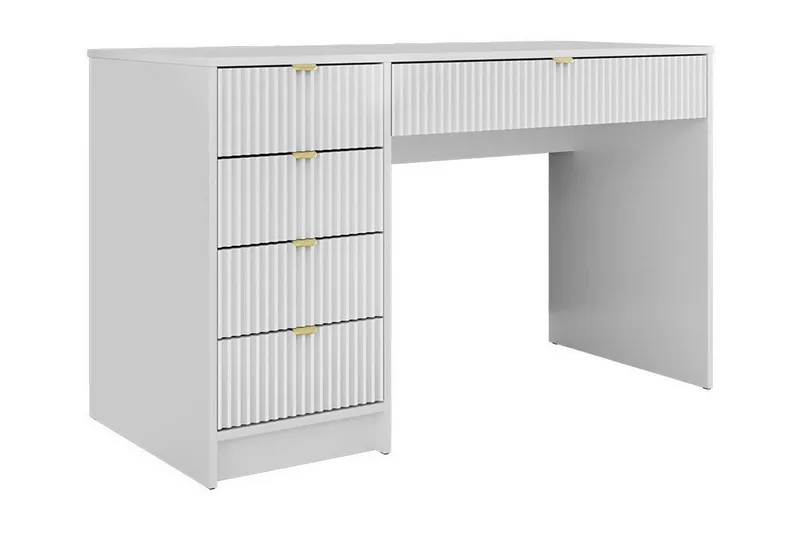 Novaj Sminkbord Med förvaring 55 cm djup 120 cm bred, Vit / Mässing Handtag