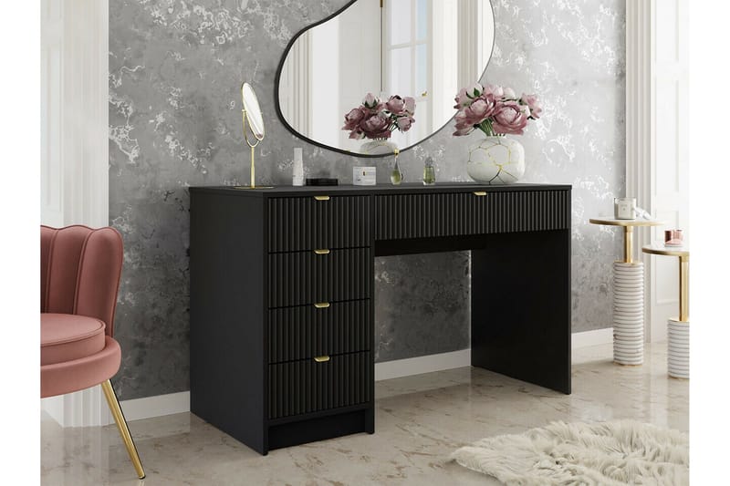 Novaj Sminkbord med lådor 120x55 cm - Svart / Mässing - Möbler - Bord