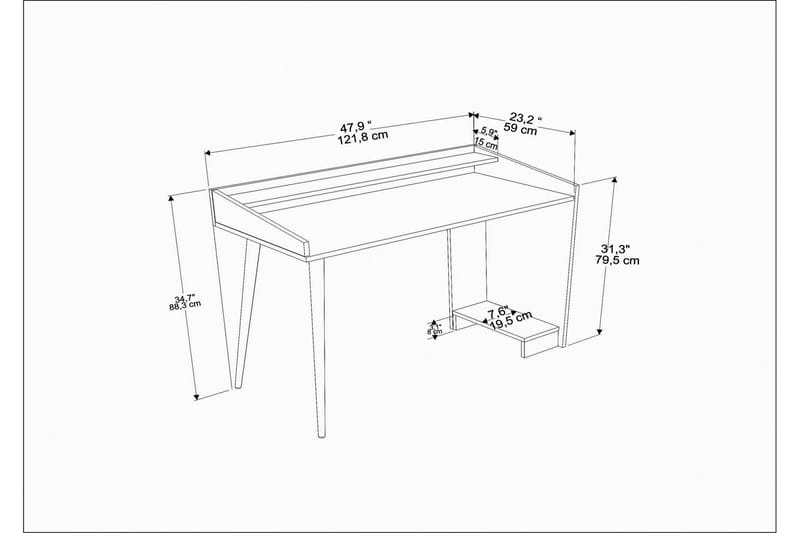 OBURUS Skrivbord 59x88,3x121,8 cm Svart - Möbler - Bord