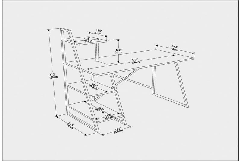 OBURUS Skrivbord 60x120x120 cm Vit - Möbler - Bord
