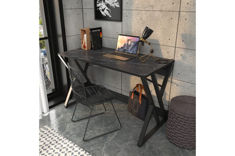 OBURUS Skrivbord 60x75x120 cm Svart - Möbler - Bord