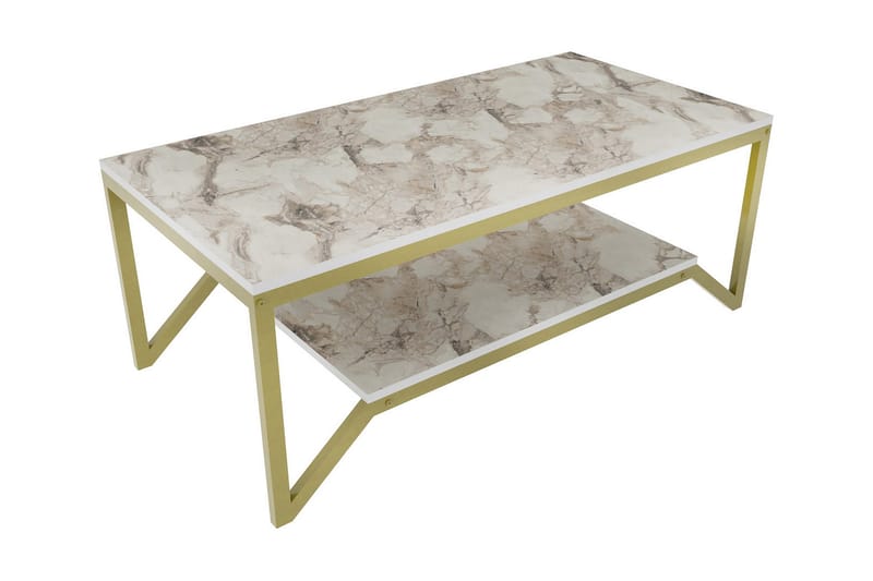 OBURUS Soffbord 60x45,8x120 cm Guld/Vit - Möbler - Bord