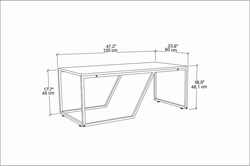 OBURUS Soffbord 60x48x120 cm Vit - Möbler - Bord