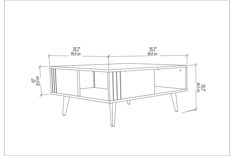 OBURUS Soffbord 89,6x46,5x89,6 cm Vit - Möbler - Bord