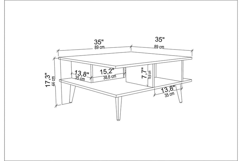 OBURUS Soffbord 89x44x89 cm Brun - Soffbord - Bord