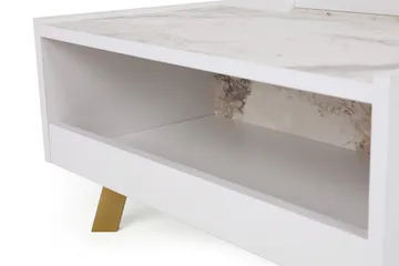 Ocotla Soffbord 90 cm med Förvaring Marmormönster - Vit/Mörkbrun - Möbler - Bord