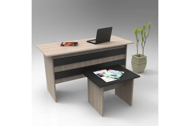 Okani Skrivbord 140 cm med Fotpall - Natur/Svart - Möbler - Bord