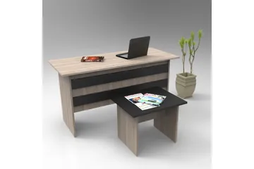 Okani Skrivbord 140 cm med Fotpall - Natur/Svart - Möbler - Bord
