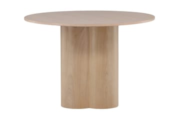 Olivia Runt Matbord 110 cm med Träutseende - Whitewash - Möbler - Bord