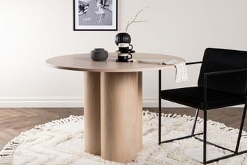 Olivia Runt Matbord 110 cm med Träutseende - Whitewash - Möbler - Bord
