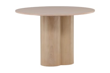 Olivia Runt Matbord 110 cm med Träutseende - Whitewash - Möbler - Bord