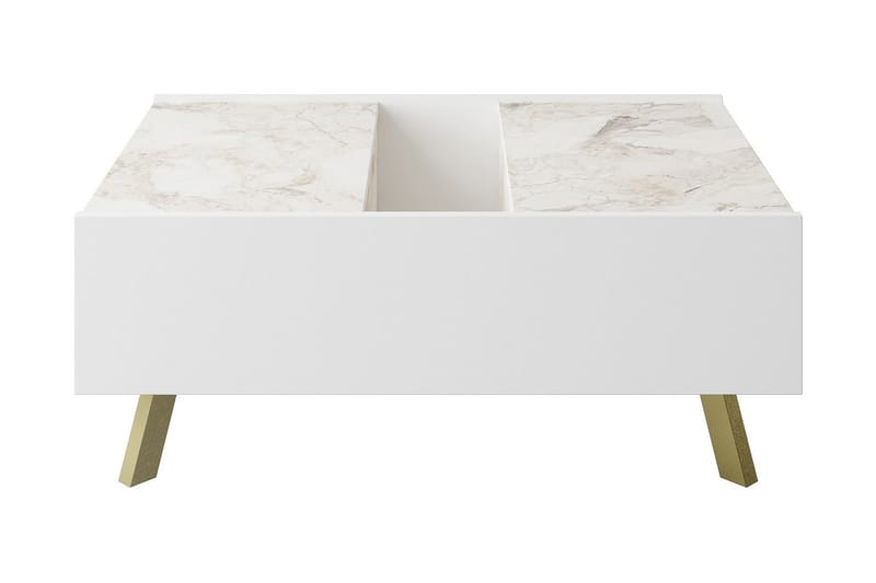 OLOLICA Soffbord 90 cm med Förvaring Marmormönster Vit/Mörkb - Soffbord - Bord