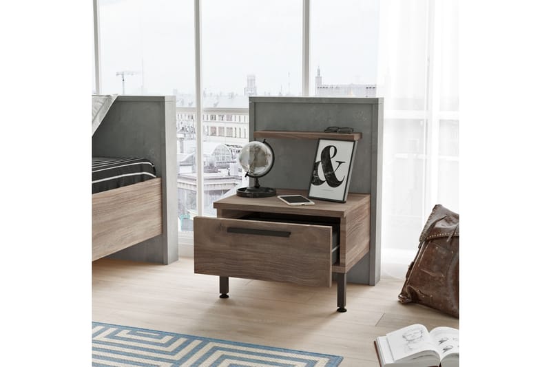 OOSTEIN Sängbord 44 cm Brun/Grå - Möbler - Bord