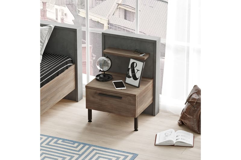 OOSTEIN Sängbord 44 cm Brun/Grå - Möbler - Bord