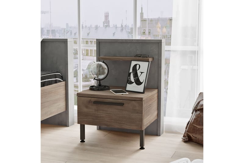 OOSTEIN Sängbord 44 cm Brun/Grå - Möbler - Bord