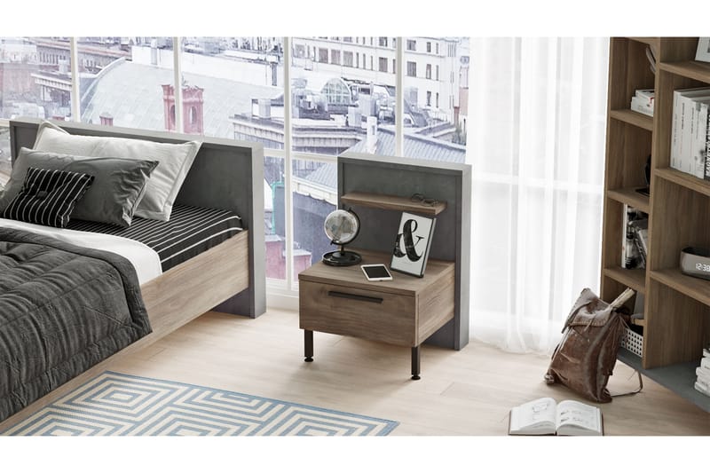 OOSTEIN Sängbord 44 cm Brun/Grå - Möbler - Bord