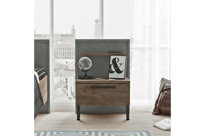 OOSTEIN Sängbord 44 cm Brun/Grå - Möbler - Bord