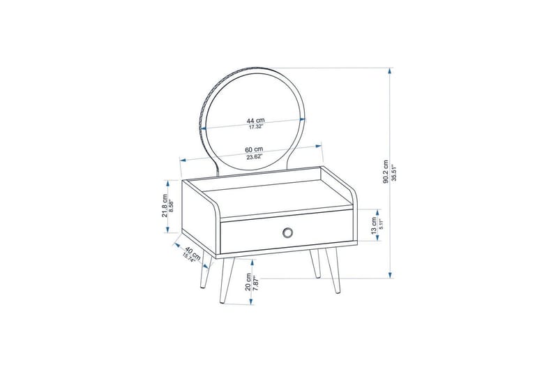 Orlinor Sminkbord 60 cm - Vit/Blå - Möbler - Bord