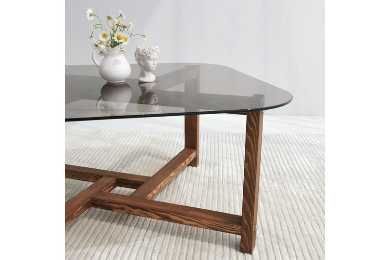 Ostwerwal Soffbord 80 cm Runt - Natur/Glas - Möbler - Bord