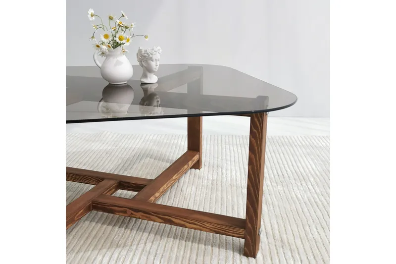 Ostwerwal Soffbord 80 cm Runt - Natur/Glas - Möbler - Bord