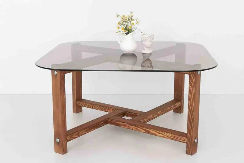 Ostwerwal Soffbord 80 cm Runt - Natur/Glas - Möbler - Bord