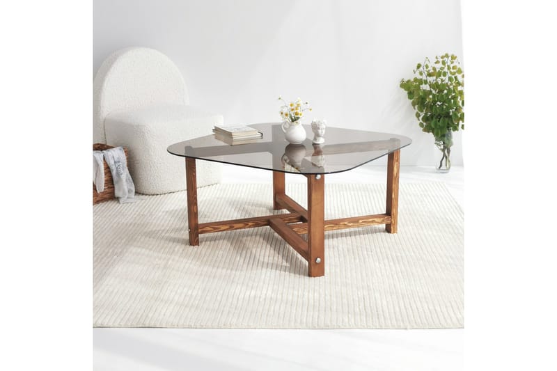 Ostwerwal Soffbord 80 cm Runt - Natur/Glas - Möbler - Bord
