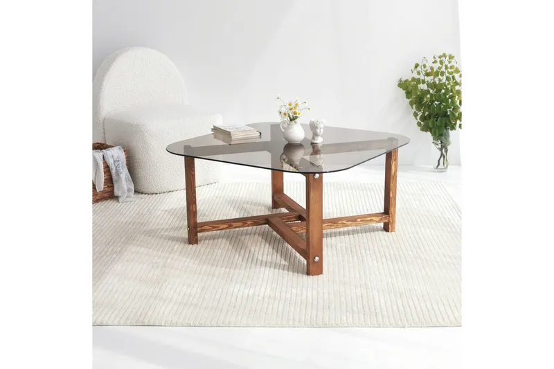 Ostwerwal Soffbord 80 cm Runt - Natur/Glas - Möbler - Bord