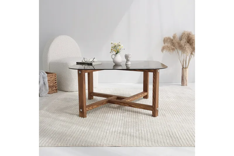 Ostwerwal Soffbord 80 cm Runt - Natur/Glas - Möbler - Bord