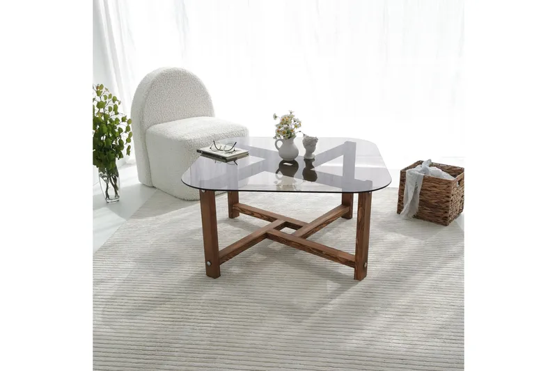 Ostwerwal Soffbord 80 cm Runt - Natur/Glas - Möbler - Bord