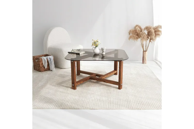 Ostwerwal Soffbord 80 cm Runt - Natur/Glas - Möbler - Bord