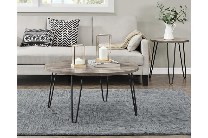 Owen Soffbord 90 cm Ovalt Runt Grå/Svart - Dorel Home - Möbler - Bord