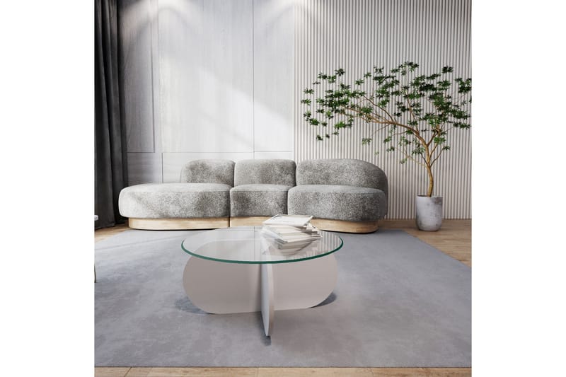 Pakalni Soffbord 75x35x75 cm Runt - Vit - Möbler - Bord