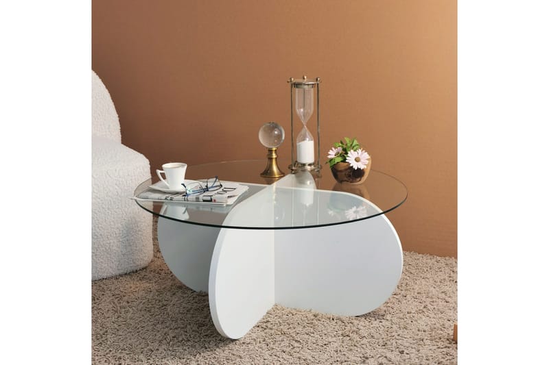 Pakalni Soffbord 75x35x75 cm Runt - Vit - Möbler - Bord