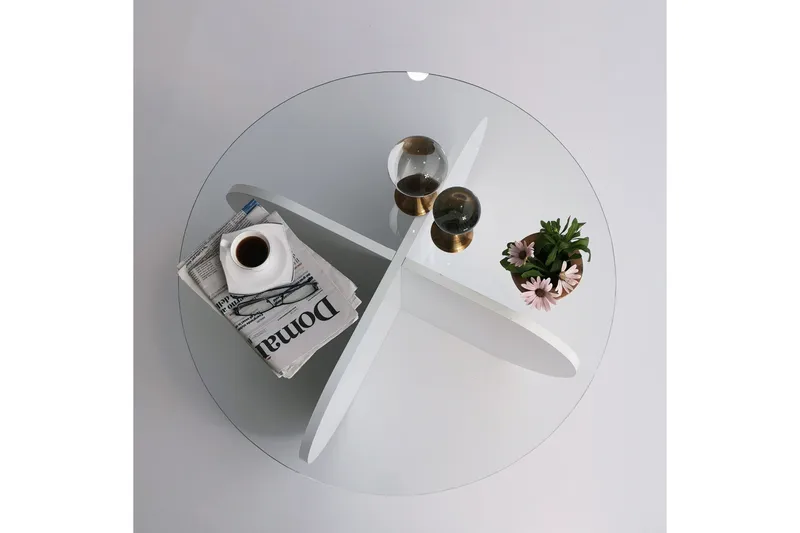 Pakalni Soffbord 75x35x75 cm Runt - Vit - Möbler - Bord