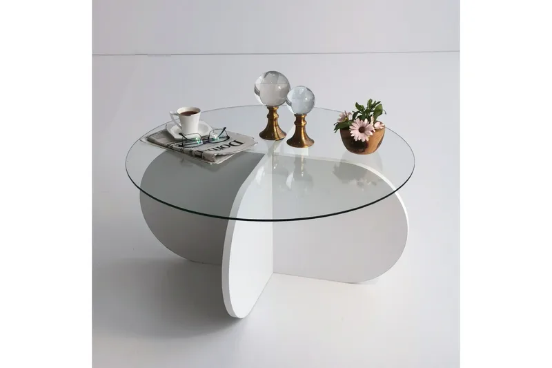 Pakalni Soffbord 75x35x75 cm Runt - Vit - Möbler - Bord