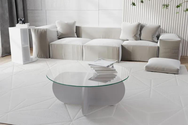 Pakalni Soffbord 75x35x75 cm Runt - Vit - Möbler - Bord