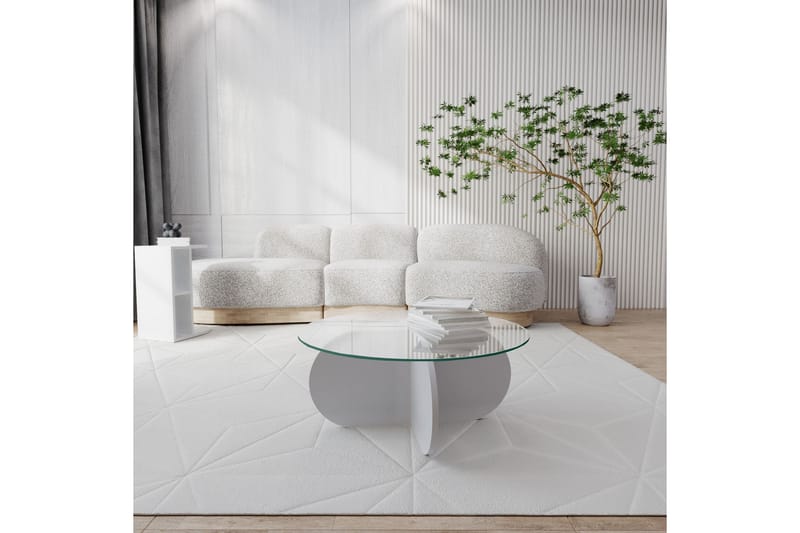 PAMPALI Soffbord 75x35x75 cm Vit Runt - Möbler - Bord