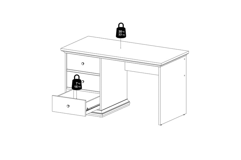 Paris Skrivbord 130 cm - Vit - Möbler - Bord