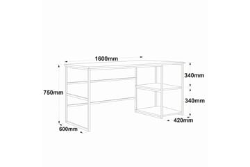 Parythe Skrivbord 160x75x160 cm med förvaring - Grön - Möbler - Bord