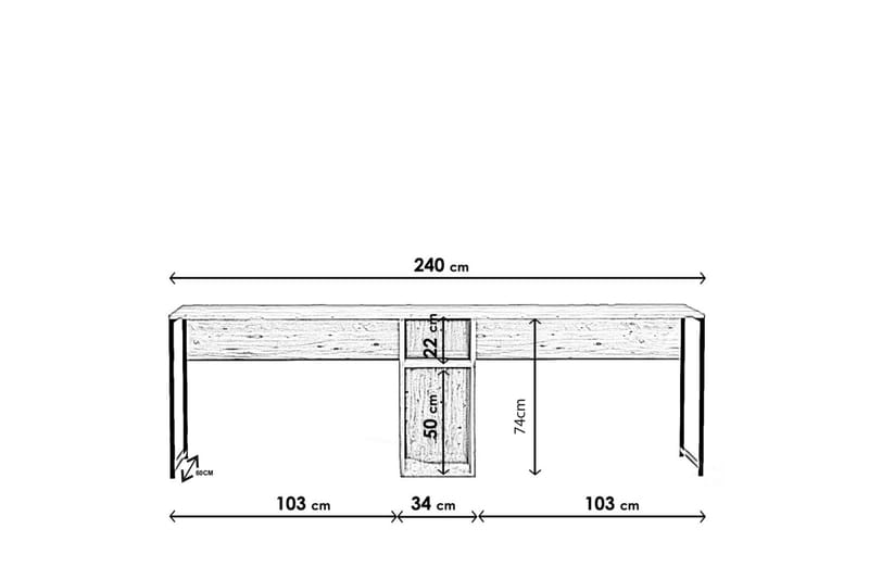 Pellafol Skrivbord 140 cm med Förvaring Hyllor - Natur/Svart - Möbler - Bord